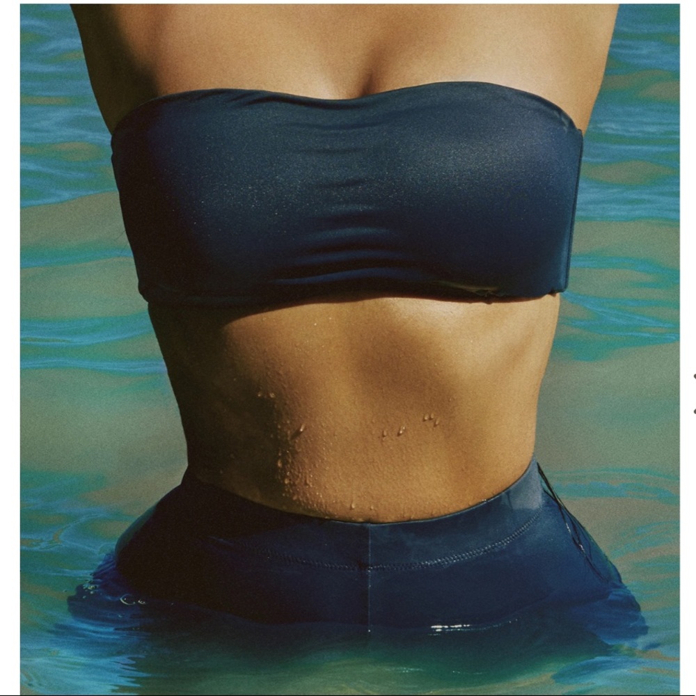 Skims Swim Bandeau Bikini Top Gunmetal M